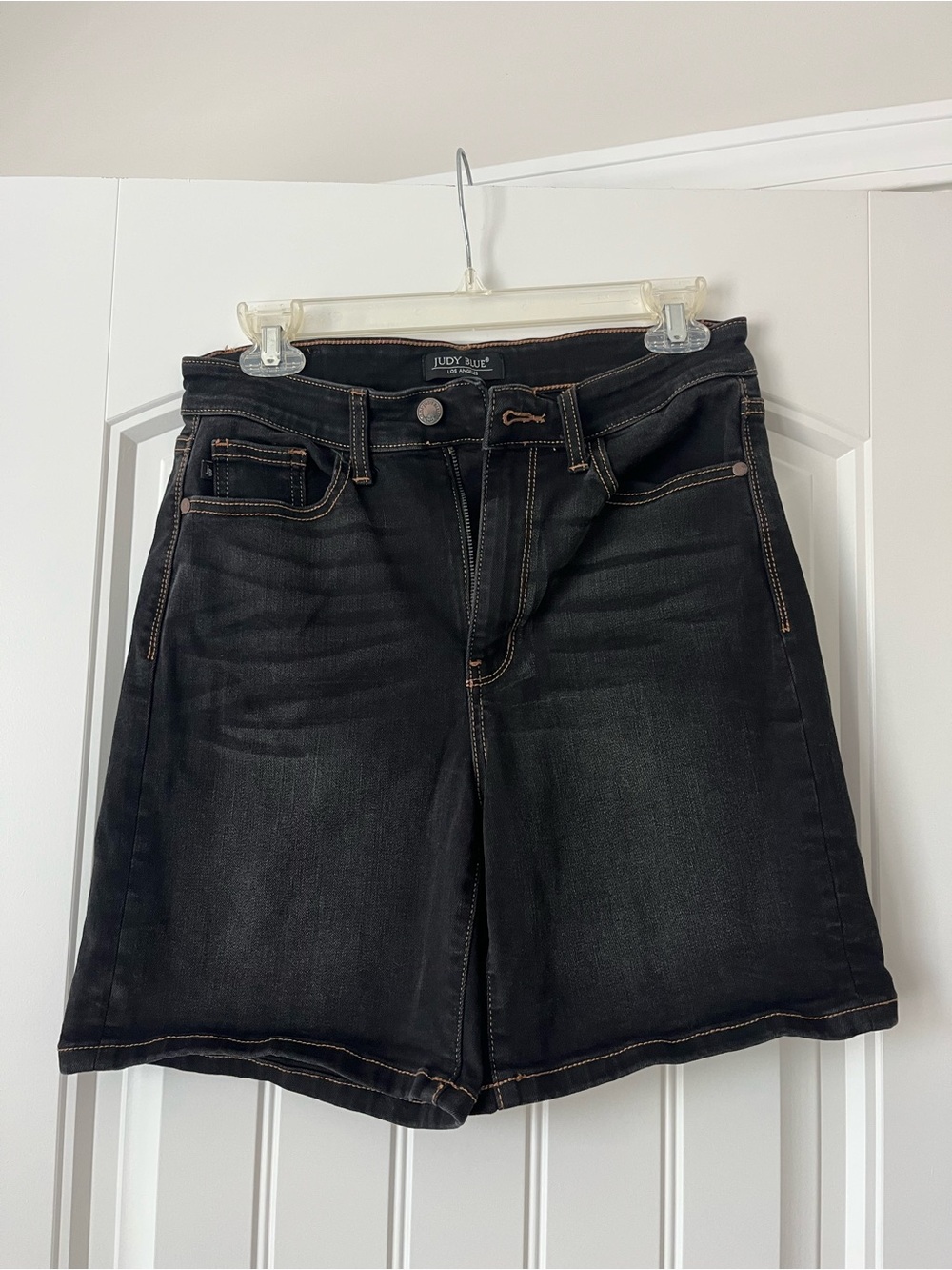 Judy Blue Black Denim Shorts with Contrast Stitching